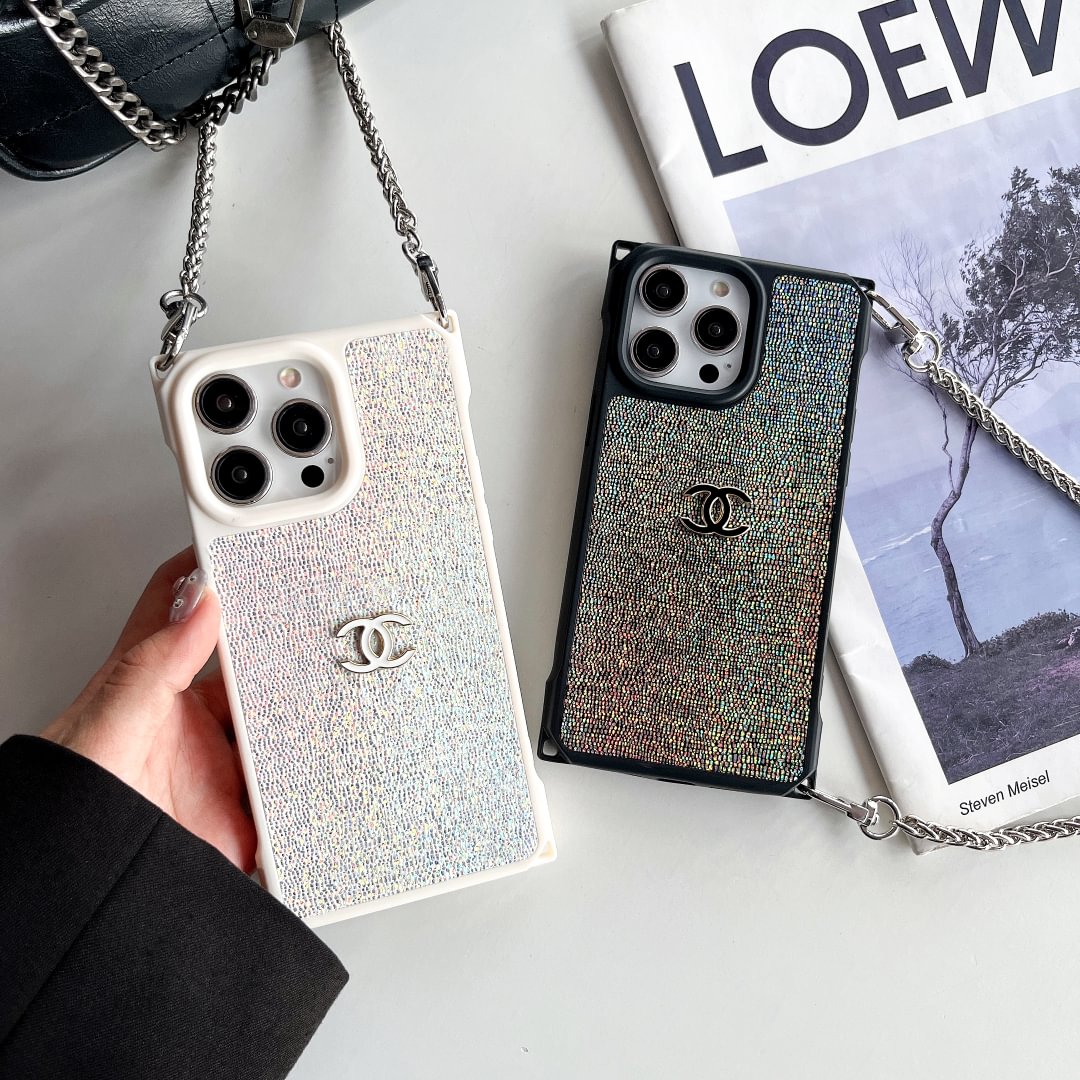 Chanel四角防墜帶扣可調節長繩iPhone手機殼