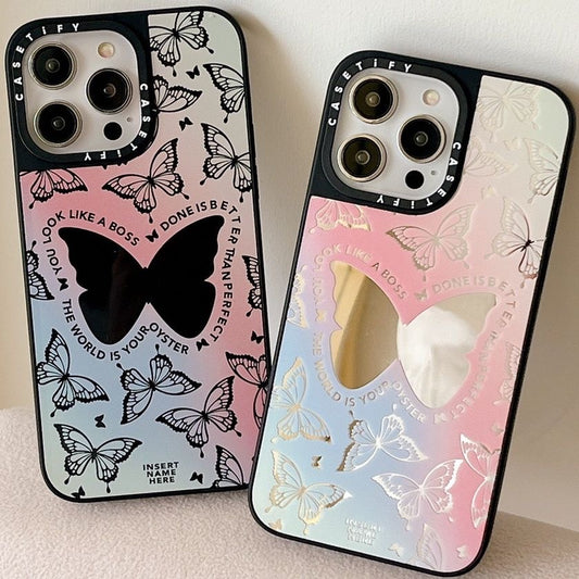 CASEGIRL聯名宋茜同款幻彩蝴蝶適用於蘋果手機殼iPhone14-16ProMax新款網紅防摔磁吸XR鏡面11女款XS