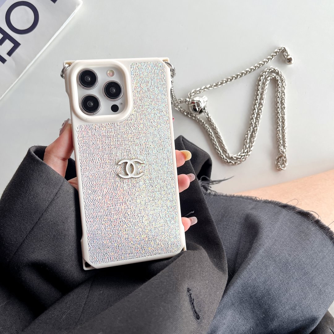 Chanel四角防墜帶扣可調節長繩iPhone手機殼
