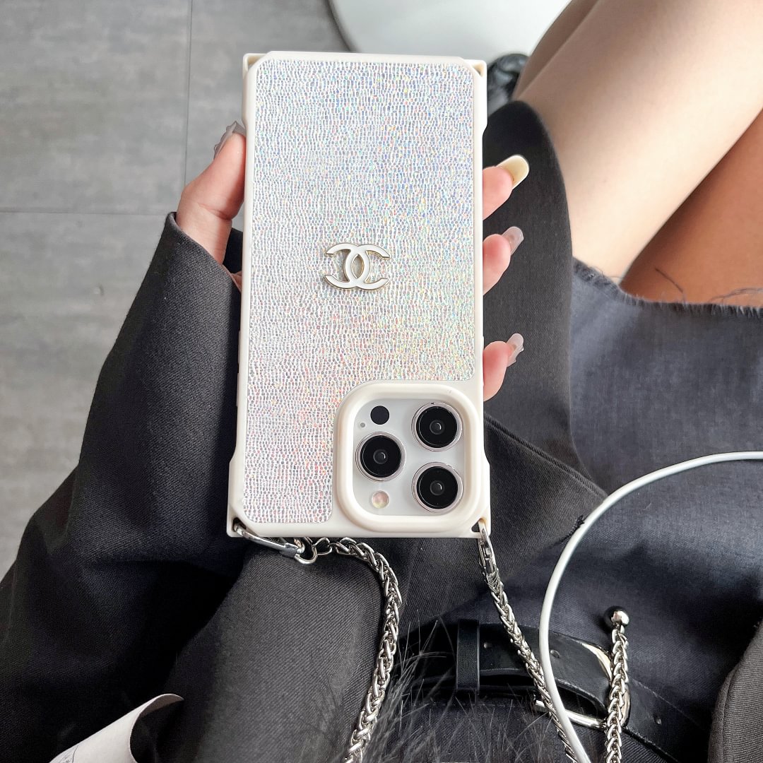 Chanel四角防墜帶扣可調節長繩iPhone手機殼