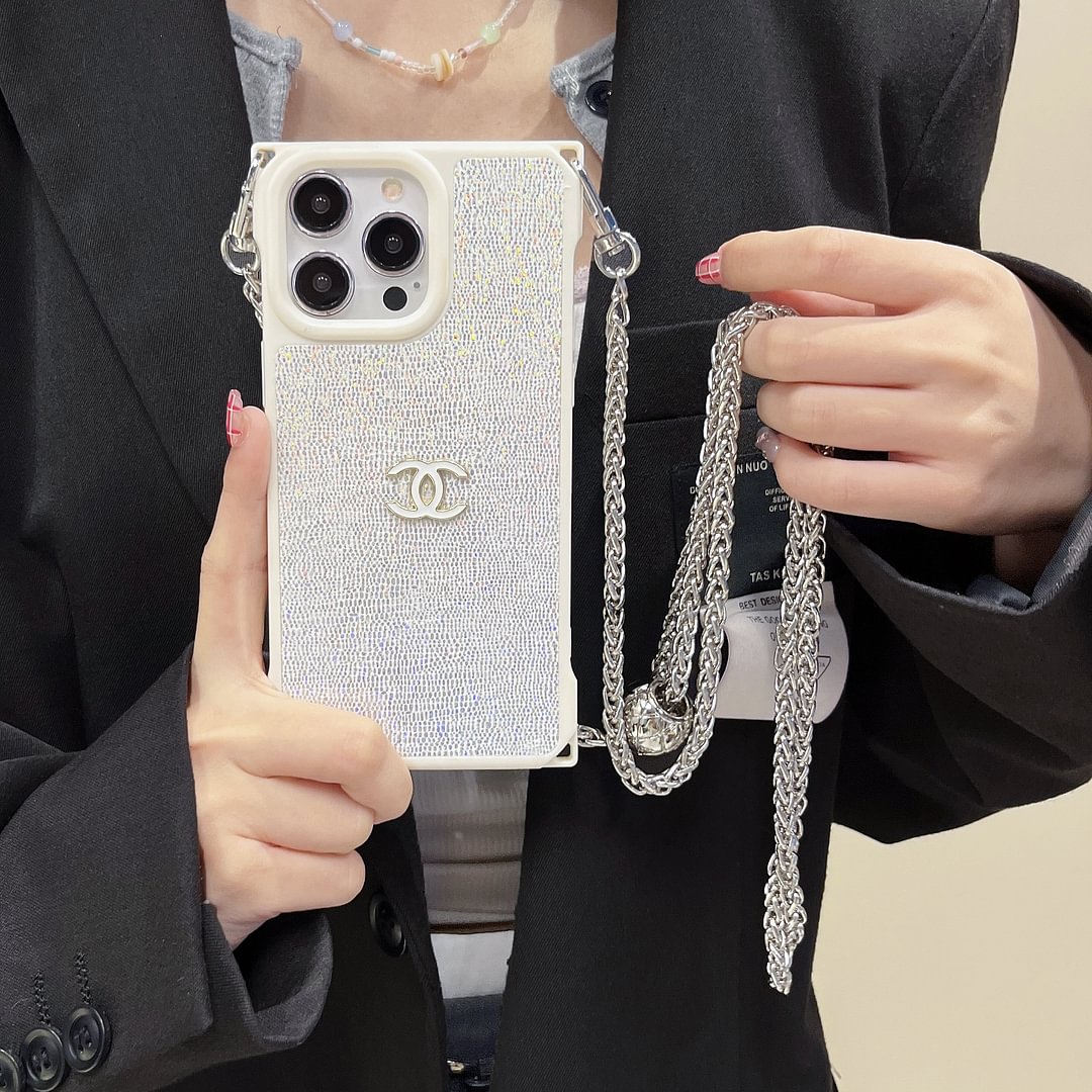 Chanel四角防墜帶扣可調節長繩iPhone手機殼