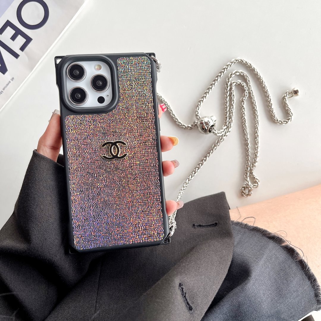 Chanel四角防墜帶扣可調節長繩iPhone手機殼