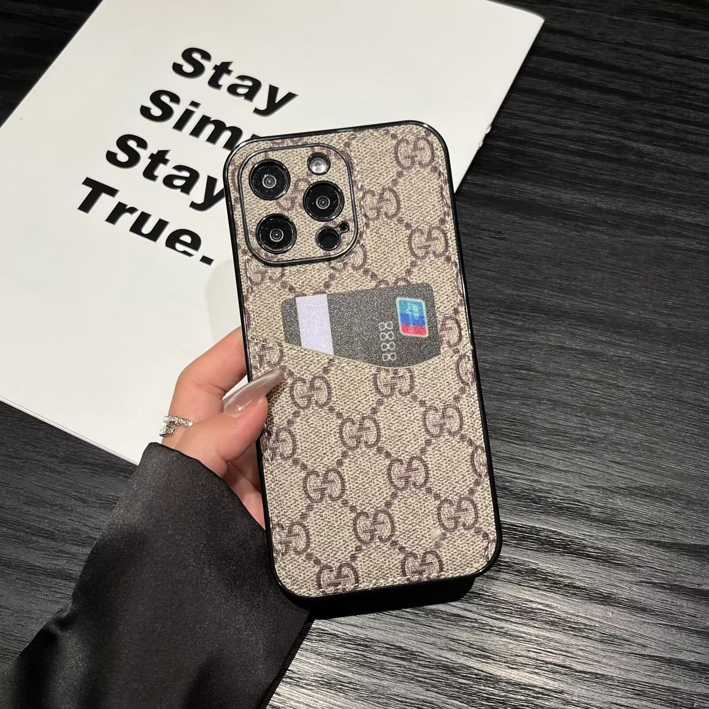 奢華Gucci Ophidia GG皮革LV背卡Burberry蘋果iPhone手機殼