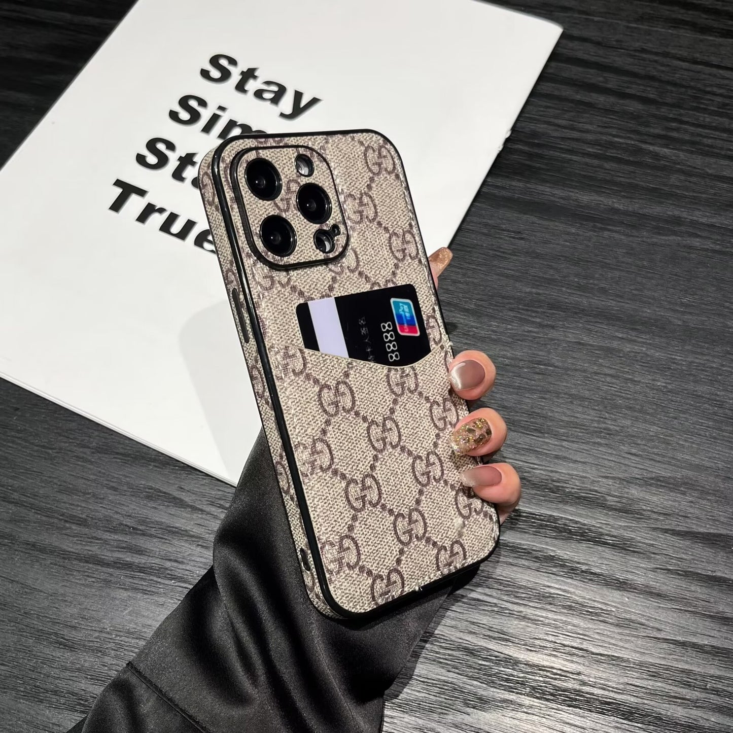 奢華Gucci Ophidia GG皮革LV背卡Burberry蘋果iPhone手機殼