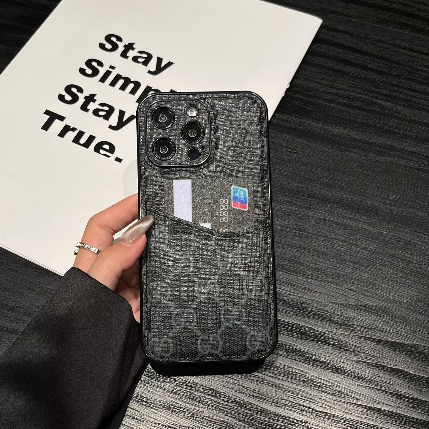 奢華Gucci Ophidia GG皮革LV背卡Burberry蘋果iPhone手機殼