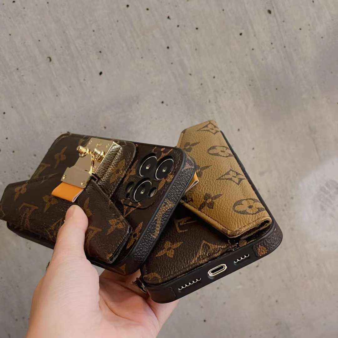 迷人的LV字母帆布皮Petite Malle Crossbody卡錢包蘋果iPhone手機殼