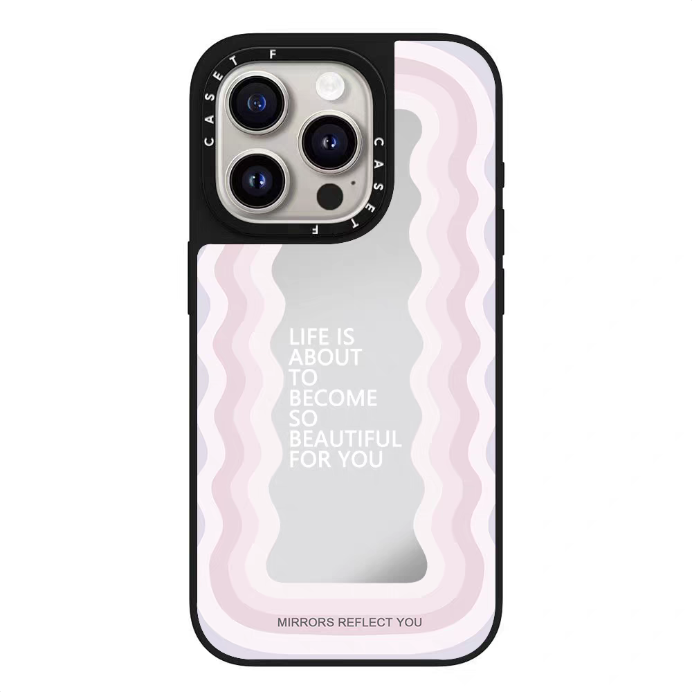 蘋果CASETi聯名勵志標語赵露思同款磁吸鏡面手機殼適用於iPhone13-16ProMax波浪14ProMaxs聯名個性12防摔保護套13硬殼15Pro