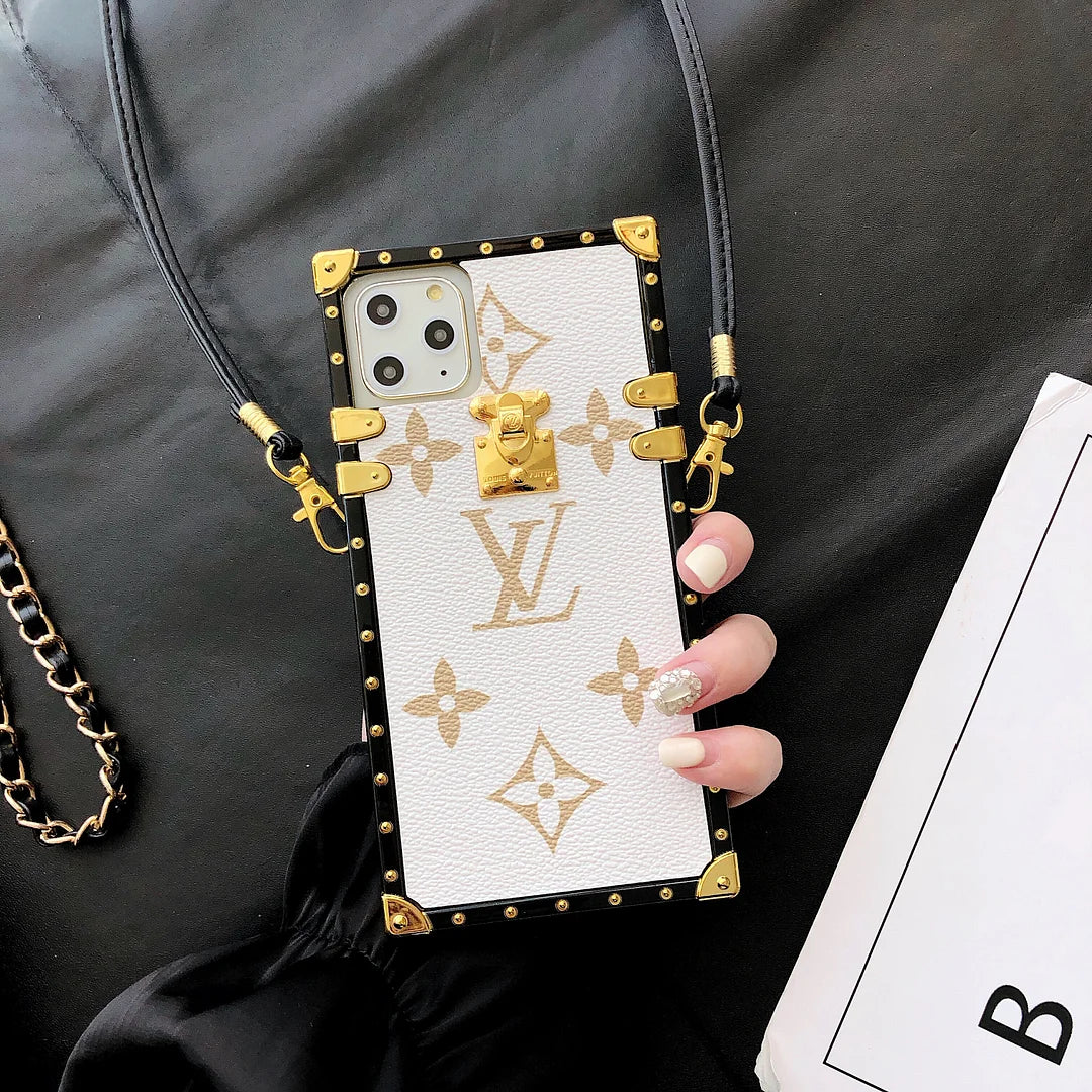 迷人的LV帆布皮革蘋果iPhone Crossbody手機殼三星Galaxy時尚封面