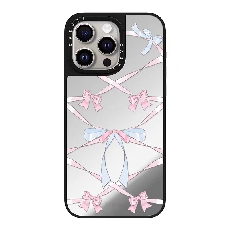 caseti兔子iPhone13—16蘋果手機殼韓系蝴蝶結絲帶猫咪鏡面亞克力透明矽膠防摔套磁吸女款