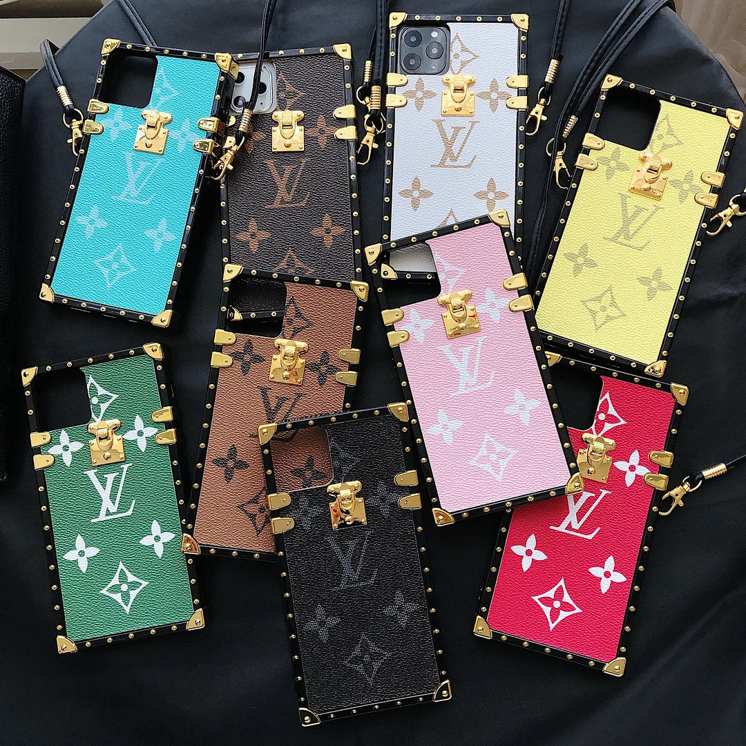 迷人的LV帆布皮革蘋果iPhone Crossbody手機殼三星Galaxy時尚封面