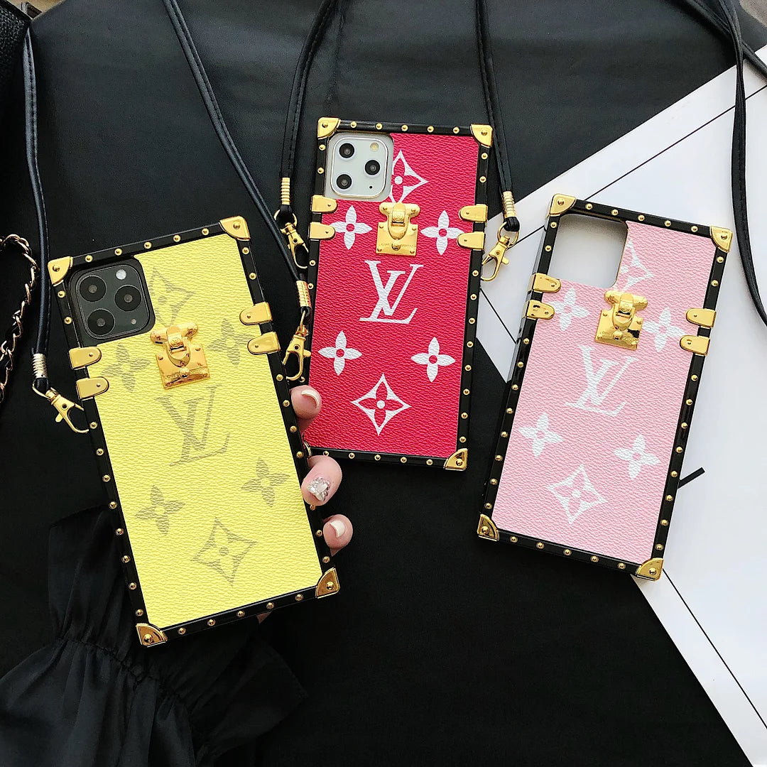 迷人的LV帆布皮革蘋果iPhone Crossbody手機殼三星Galaxy時尚封面