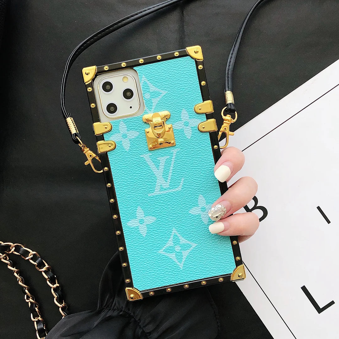 迷人的LV帆布皮革蘋果iPhone Crossbody手機殼三星Galaxy時尚封面