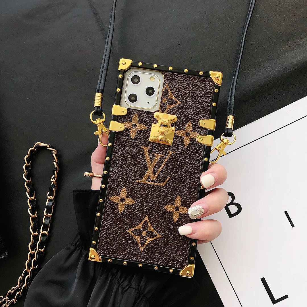 迷人的LV帆布皮革蘋果iPhone Crossbody手機殼三星Galaxy時尚封面