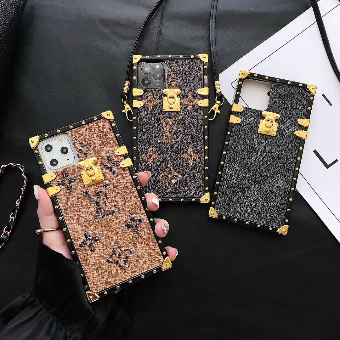 迷人的LV帆布皮革蘋果iPhone Crossbody手機殼三星Galaxy時尚封面