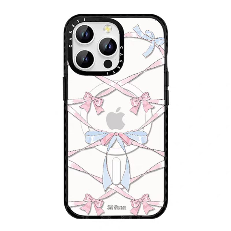 caseti兔子iPhone13—16蘋果手機殼韓系蝴蝶結絲帶猫咪鏡面亞克力透明矽膠防摔套磁吸女款