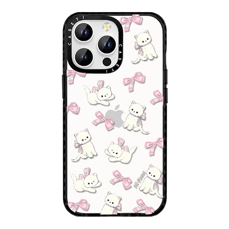 caseti兔子iPhone13—16蘋果手機殼韓系蝴蝶結絲帶猫咪鏡面亞克力透明矽膠防摔套磁吸女款
