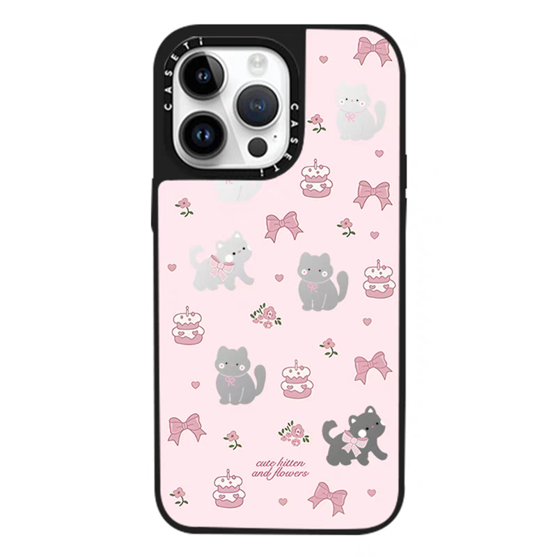 caseti兔子iPhone13—16蘋果手機殼韓系蝴蝶結絲帶猫咪鏡面亞克力透明矽膠防摔套磁吸女款