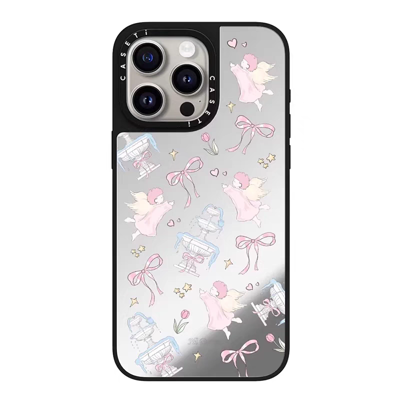 caseti兔子iPhone13—16蘋果手機殼韓系蝴蝶結絲帶猫咪鏡面亞克力透明矽膠防摔套磁吸女款