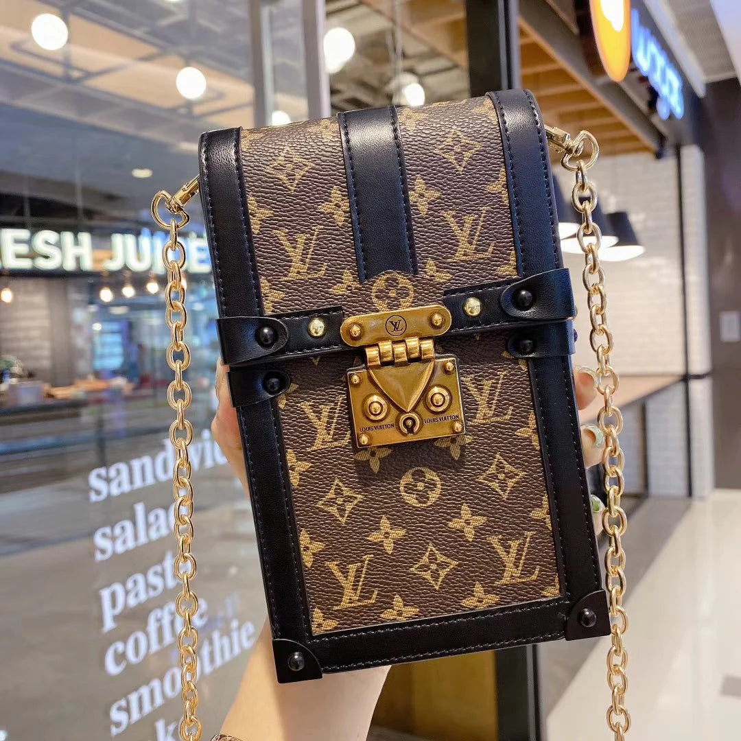 LV Petite Malle手提包單字母帆布和皮革斜挎包