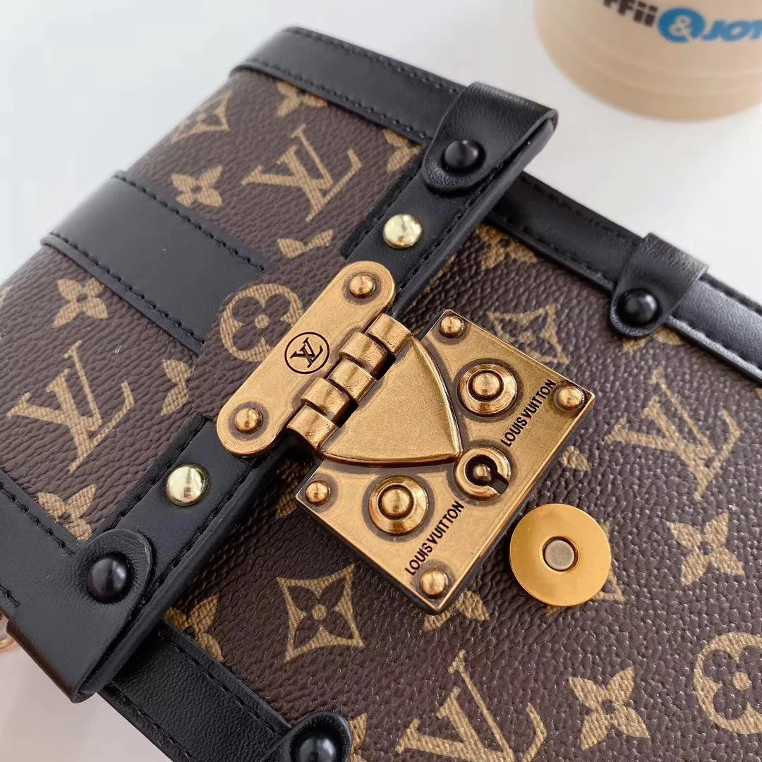 LV Petite Malle手提包單字母帆布和皮革斜挎包