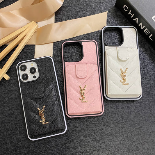 羊皮YSL皮革卡片夾蘋果iPhone手機殼