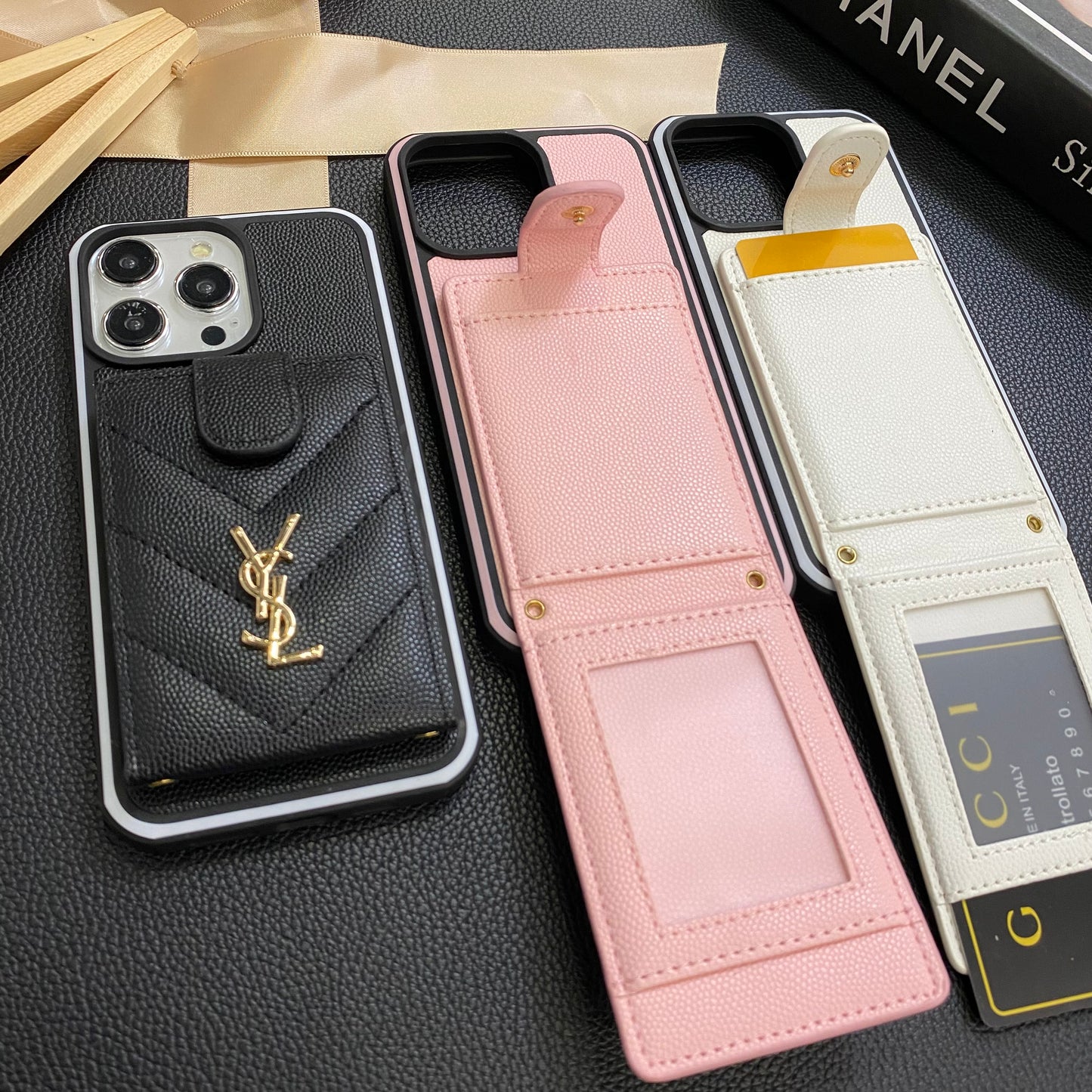 羊皮YSL皮革卡片夾蘋果iPhone手機殼