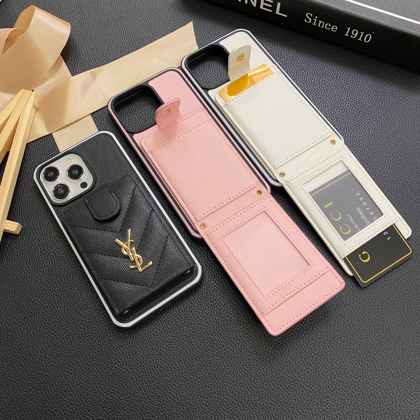 羊皮YSL皮革卡片夾蘋果iPhone手機殼
