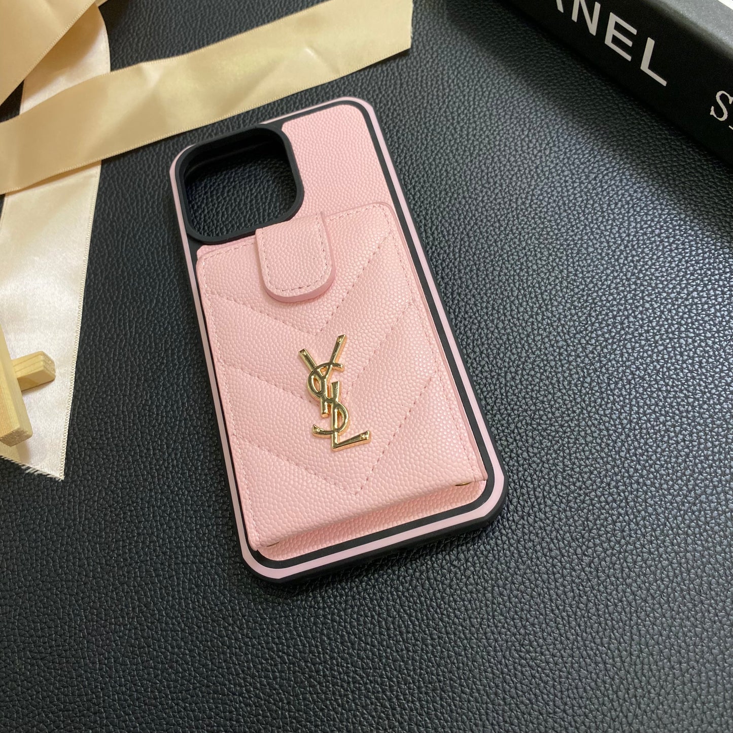 羊皮YSL皮革卡片夾蘋果iPhone手機殼