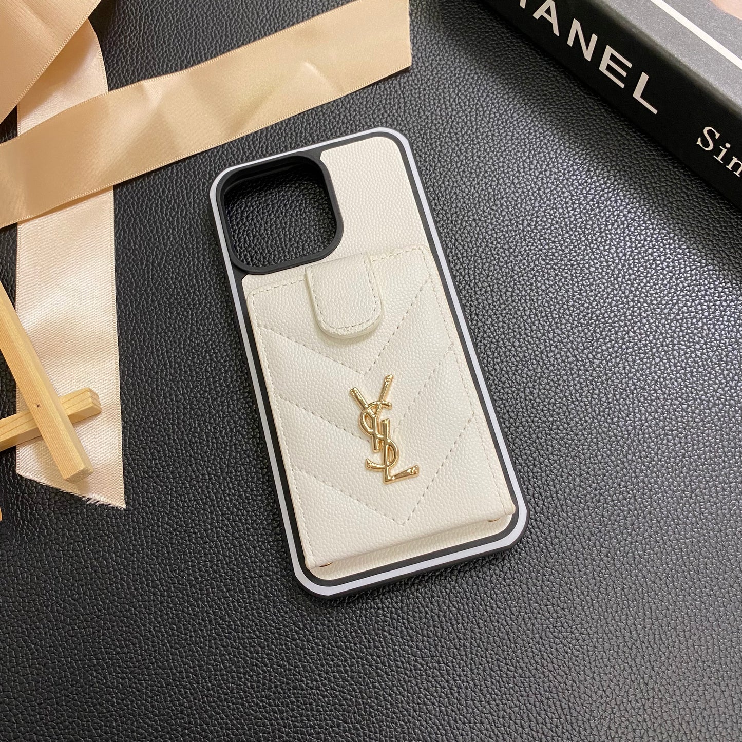 羊皮YSL皮革卡片夾蘋果iPhone手機殼