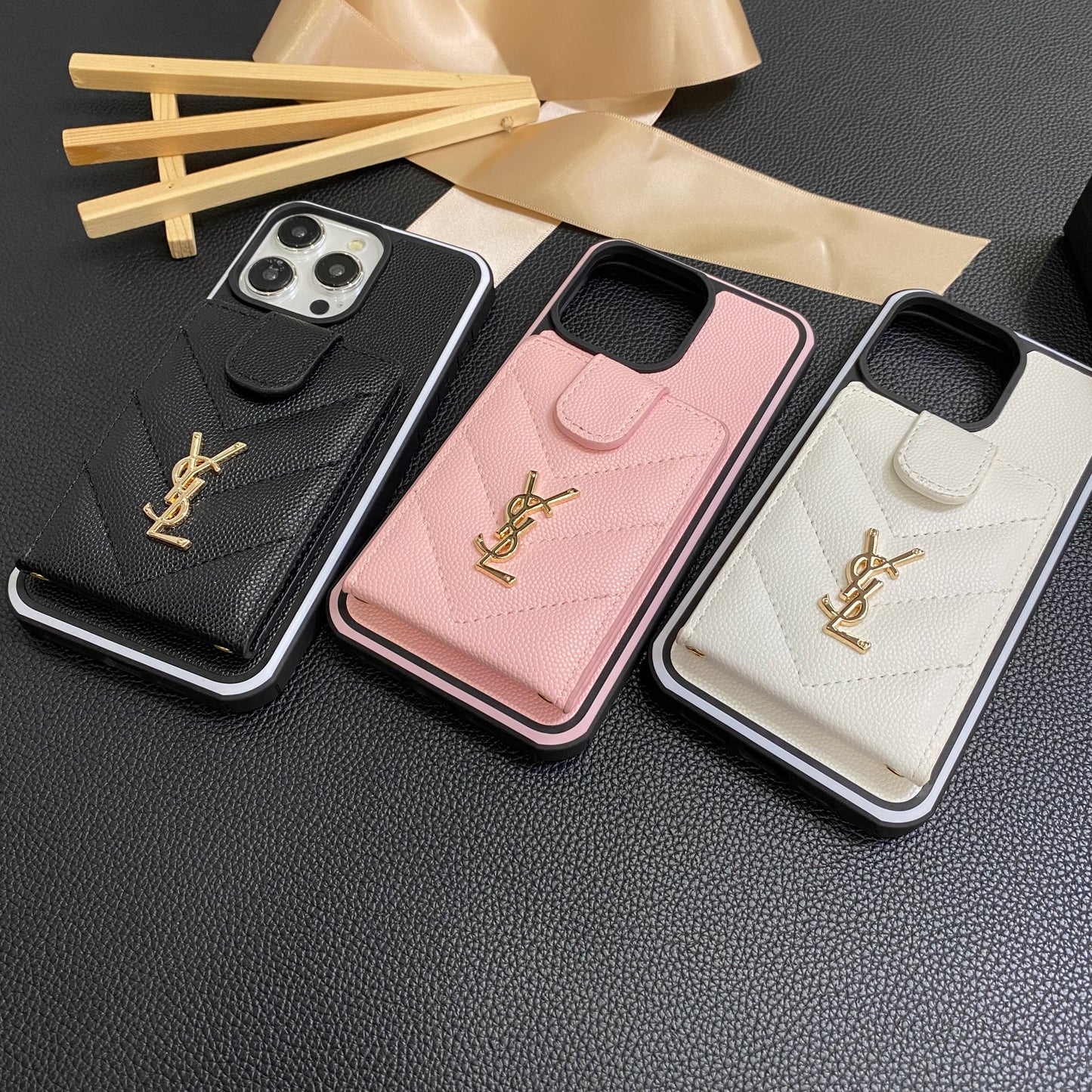 羊皮YSL皮革卡片夾蘋果iPhone手機殼