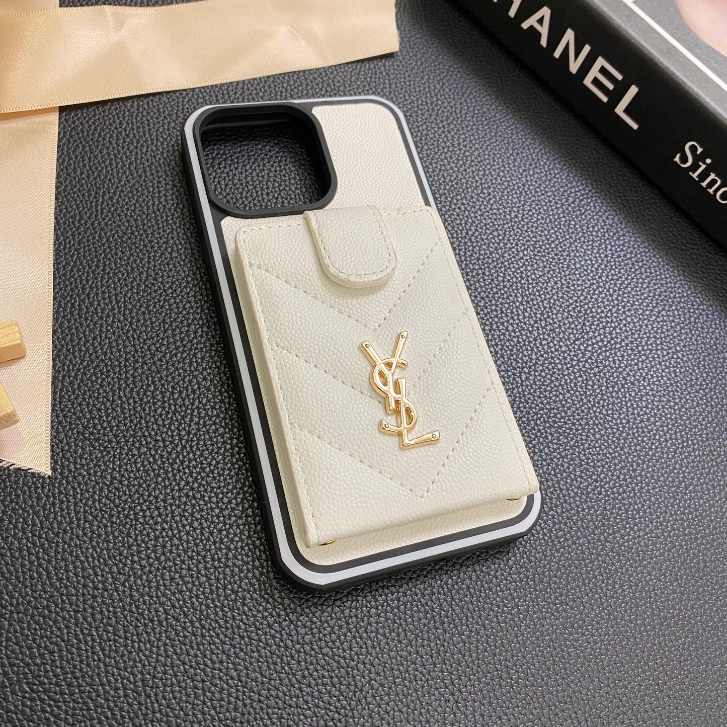 羊皮YSL皮革卡片夾蘋果iPhone手機殼