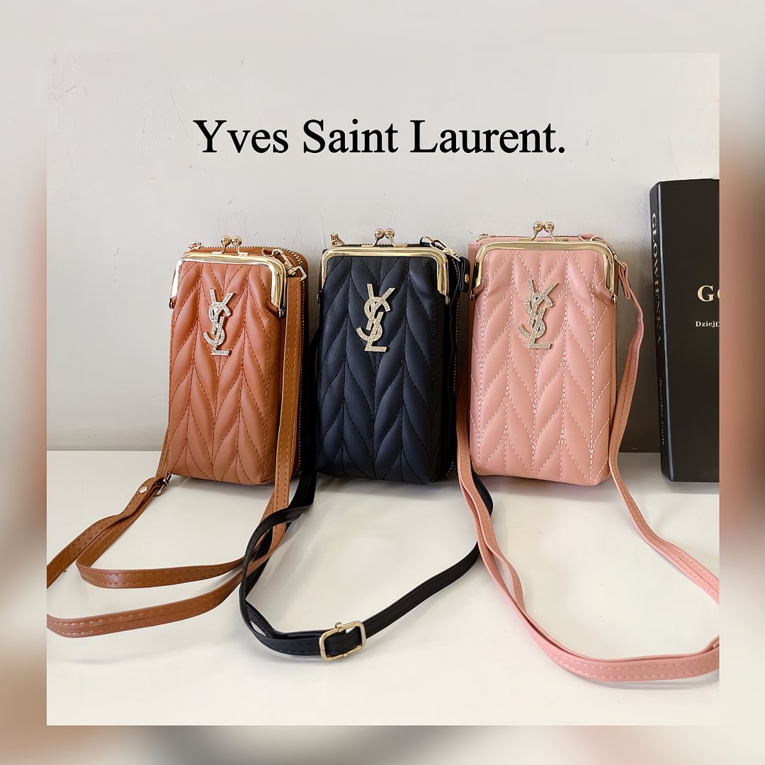 YSL絎縫皮革斜挎包手機錢包卡座腋下包