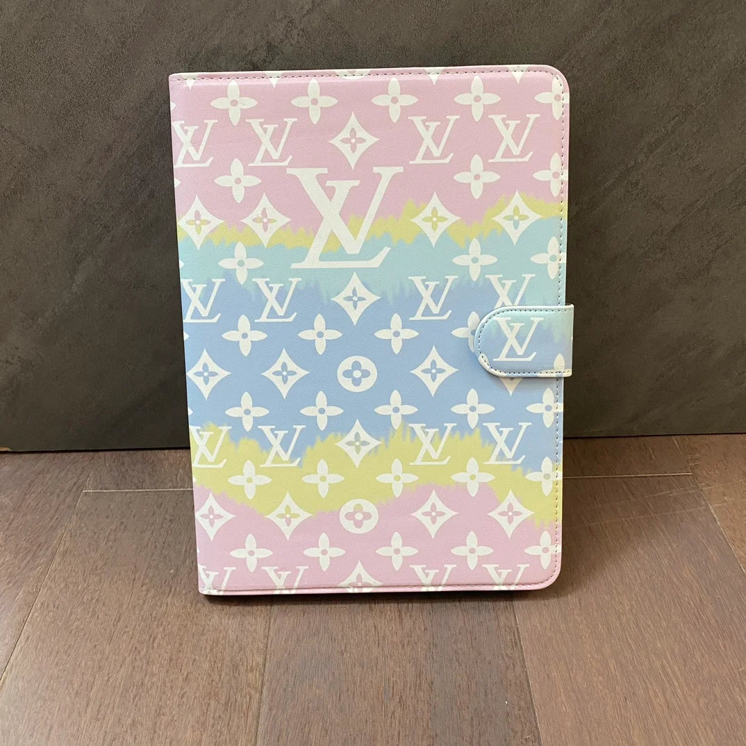 GLuxury Louis Vuitton帆布字母皮革清新夏季主題圖案蘋果iPad保護套