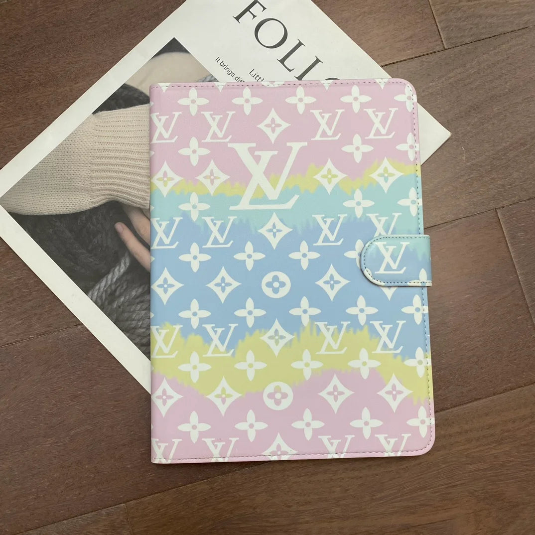 GLuxury Louis Vuitton帆布字母皮革清新夏季主題圖案蘋果iPad保護套