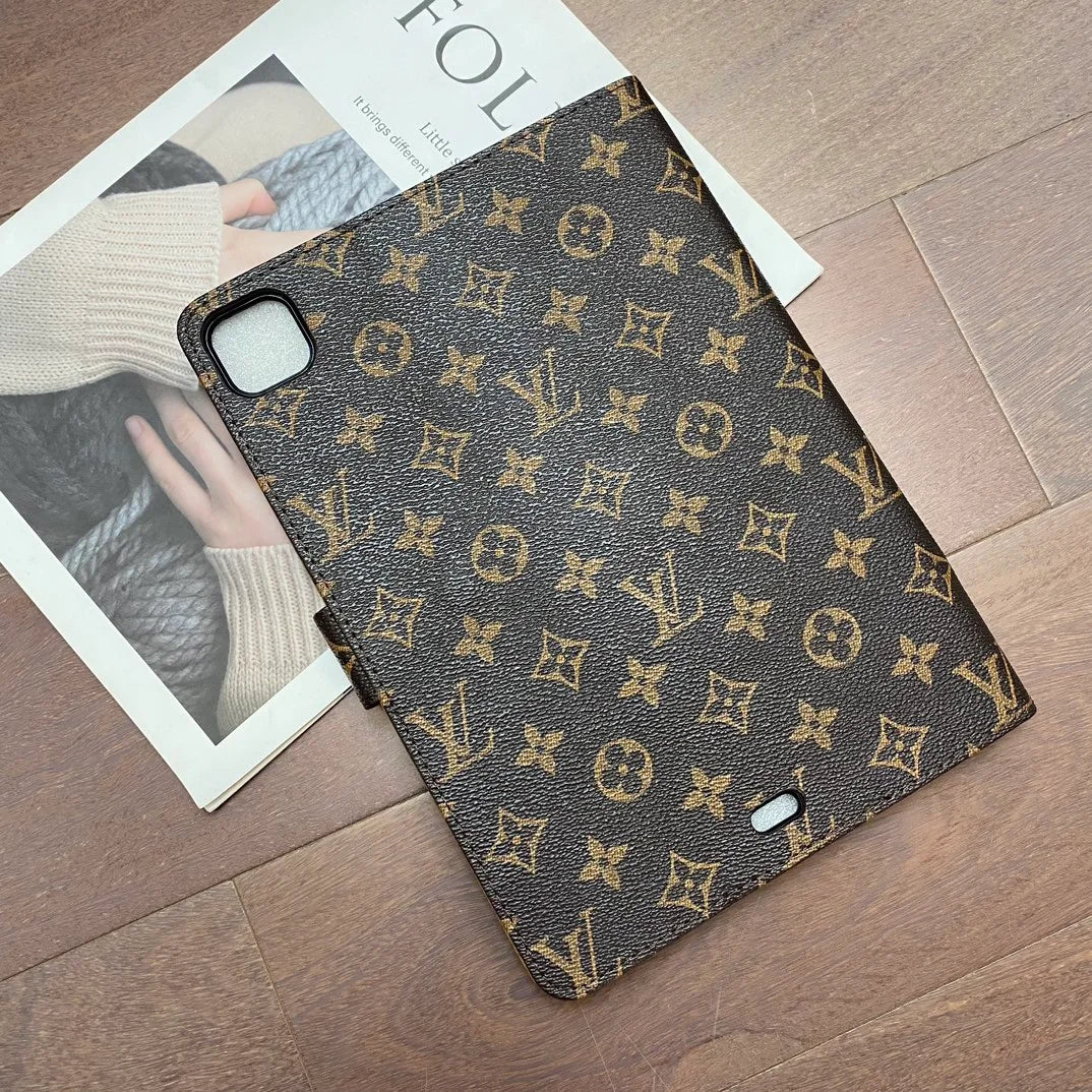 GLuxury Louis Vuitton帆布字母皮革清新夏季主題圖案蘋果iPad保護套
