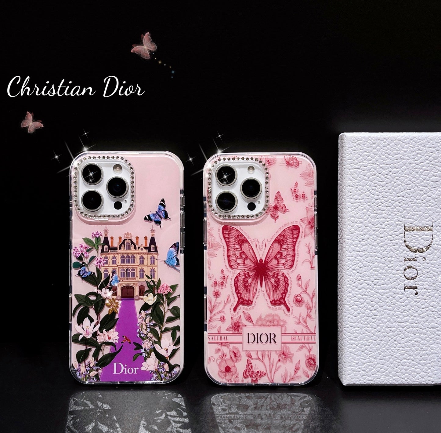 闪钻镜头✨Dior宫堡蝴蝶系列果冻壳🦋🌸🌺 高透加厚果冻亚克力,带防摔防震条