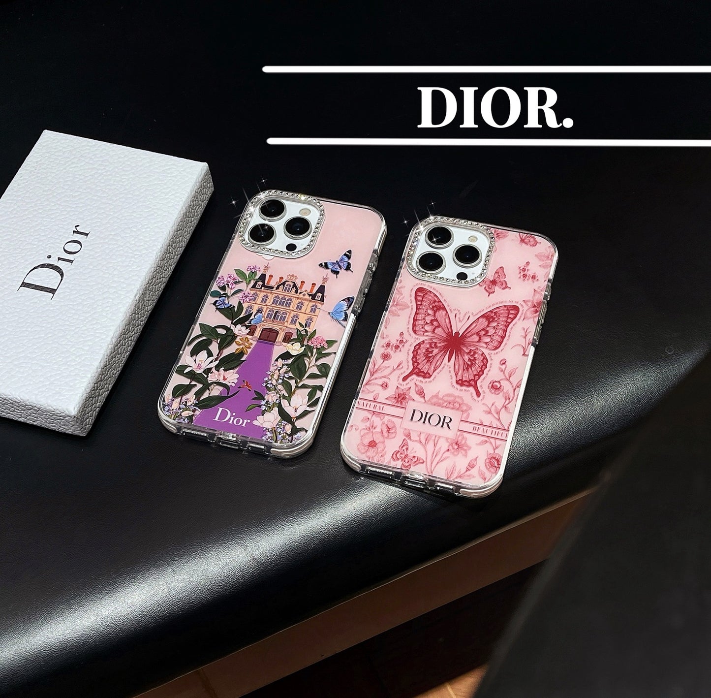 闪钻镜头✨Dior宫堡蝴蝶系列果冻壳🦋🌸🌺 高透加厚果冻亚克力,带防摔防震条