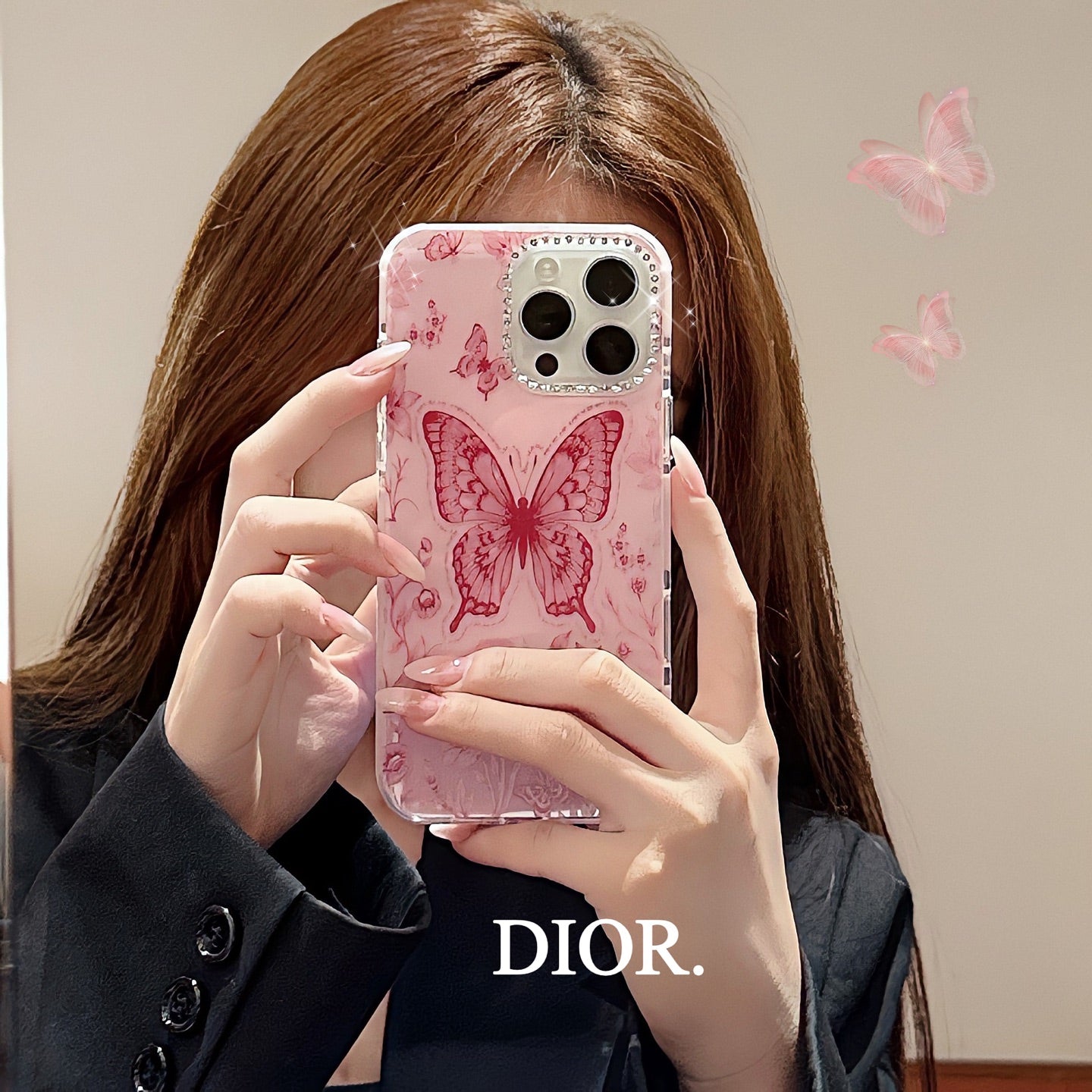 闪钻镜头✨Dior宫堡蝴蝶系列果冻壳🦋🌸🌺 高透加厚果冻亚克力,带防摔防震条