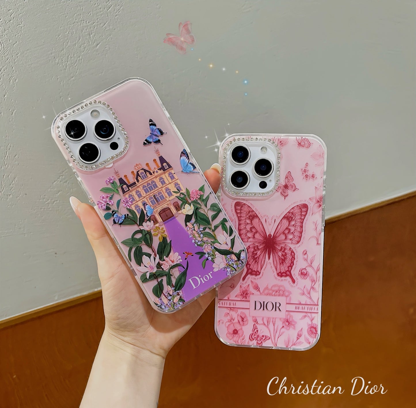 闪钻镜头✨Dior宫堡蝴蝶系列果冻壳🦋🌸🌺 高透加厚果冻亚克力,带防摔防震条