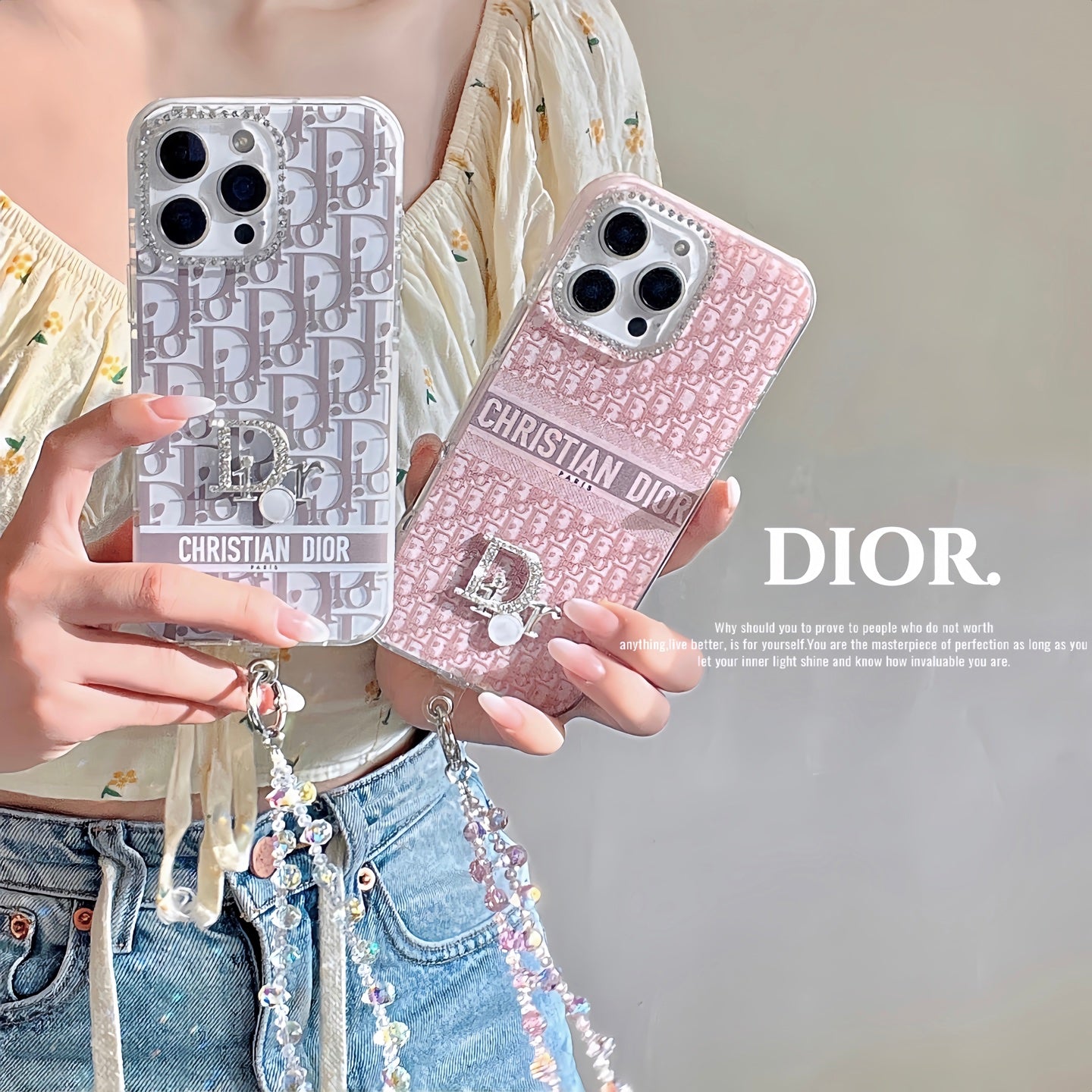 ✨✨ 詩家新品上架 ✨✨ 閃鑽鏡頭 ✨ Dior經典花紋系列果凍殼 🌸🌺 高透加厚果凍亞克力,帶防摔防震條 🔥🔥