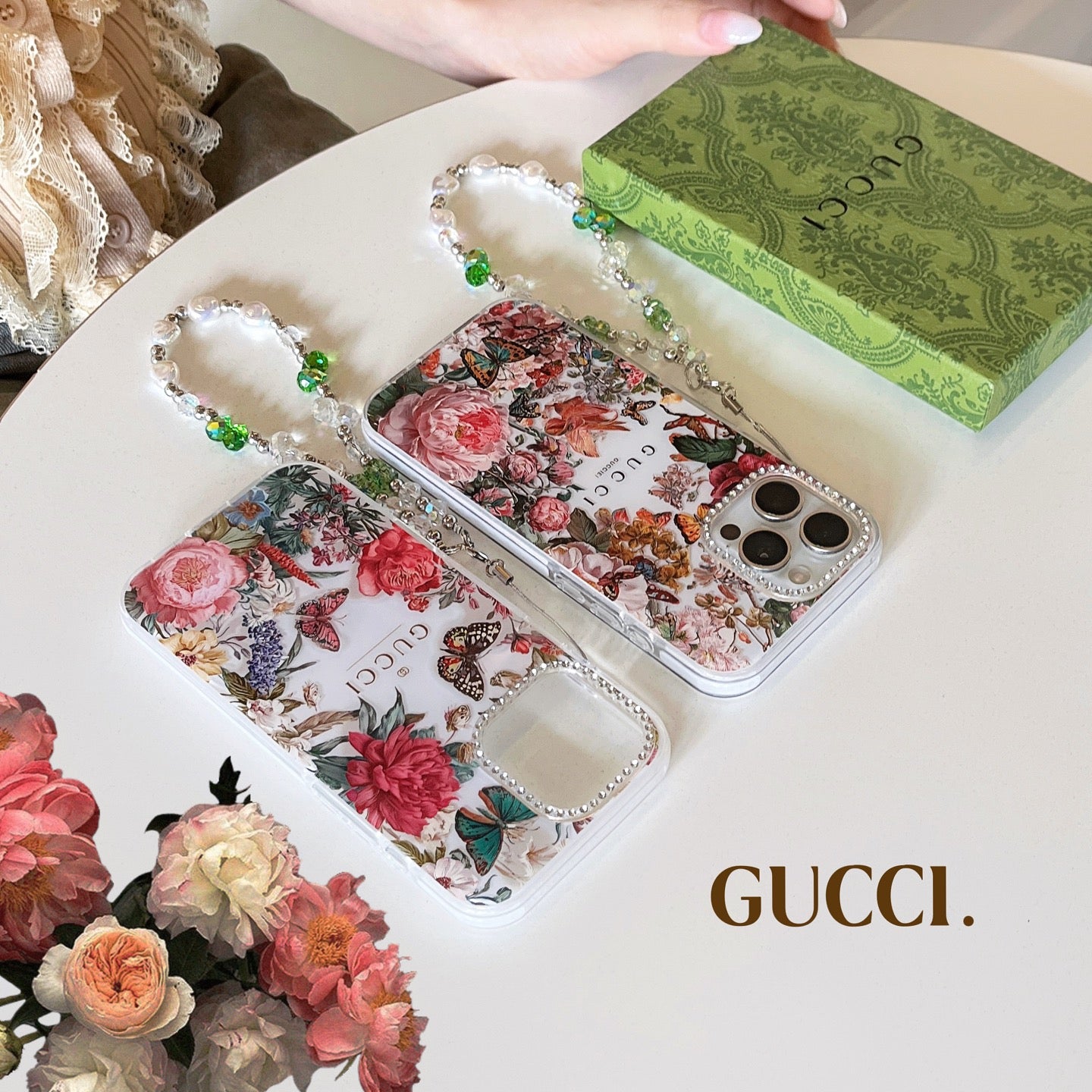 ✨✨诗家新品上架✨✨ 闪钻镜头✨Gucci花卉蝴蝶系列果冻壳🦋🌸🌷 高透加厚果冻亚克力,带防摔防震条🔥🔥