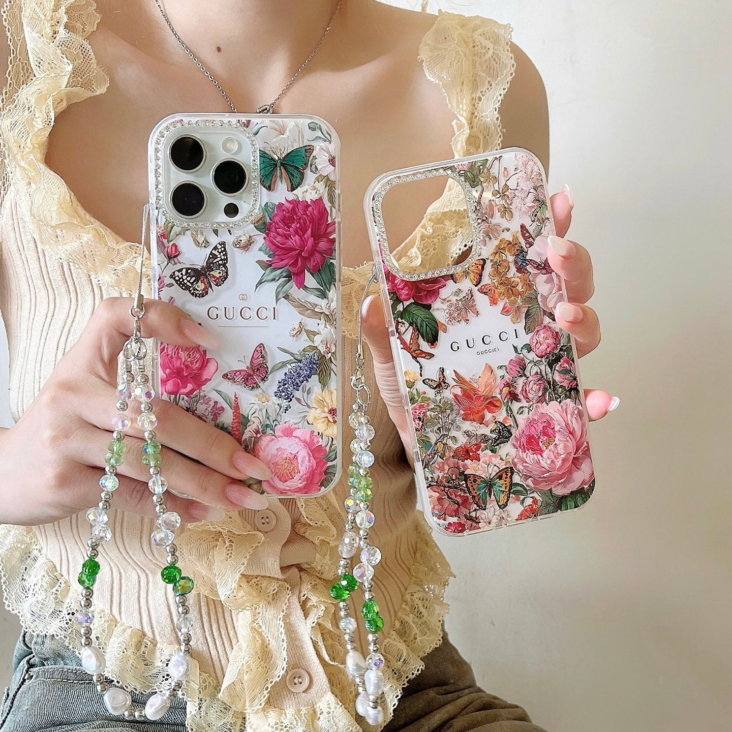 ✨✨诗家新品上架✨✨ 闪钻镜头✨Gucci花卉蝴蝶系列果冻壳🦋🌸🌷 高透加厚果冻亚克力,带防摔防震条🔥🔥