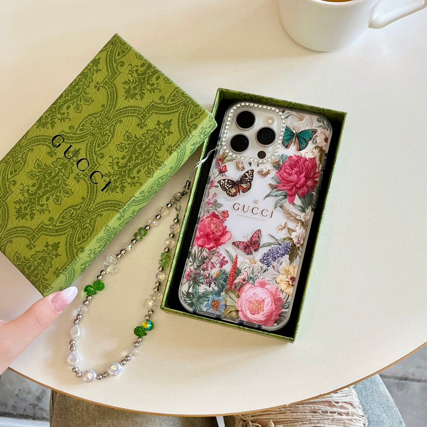 ✨✨诗家新品上架✨✨ 闪钻镜头✨Gucci花卉蝴蝶系列果冻壳🦋🌸🌷 高透加厚果冻亚克力,带防摔防震条🔥🔥