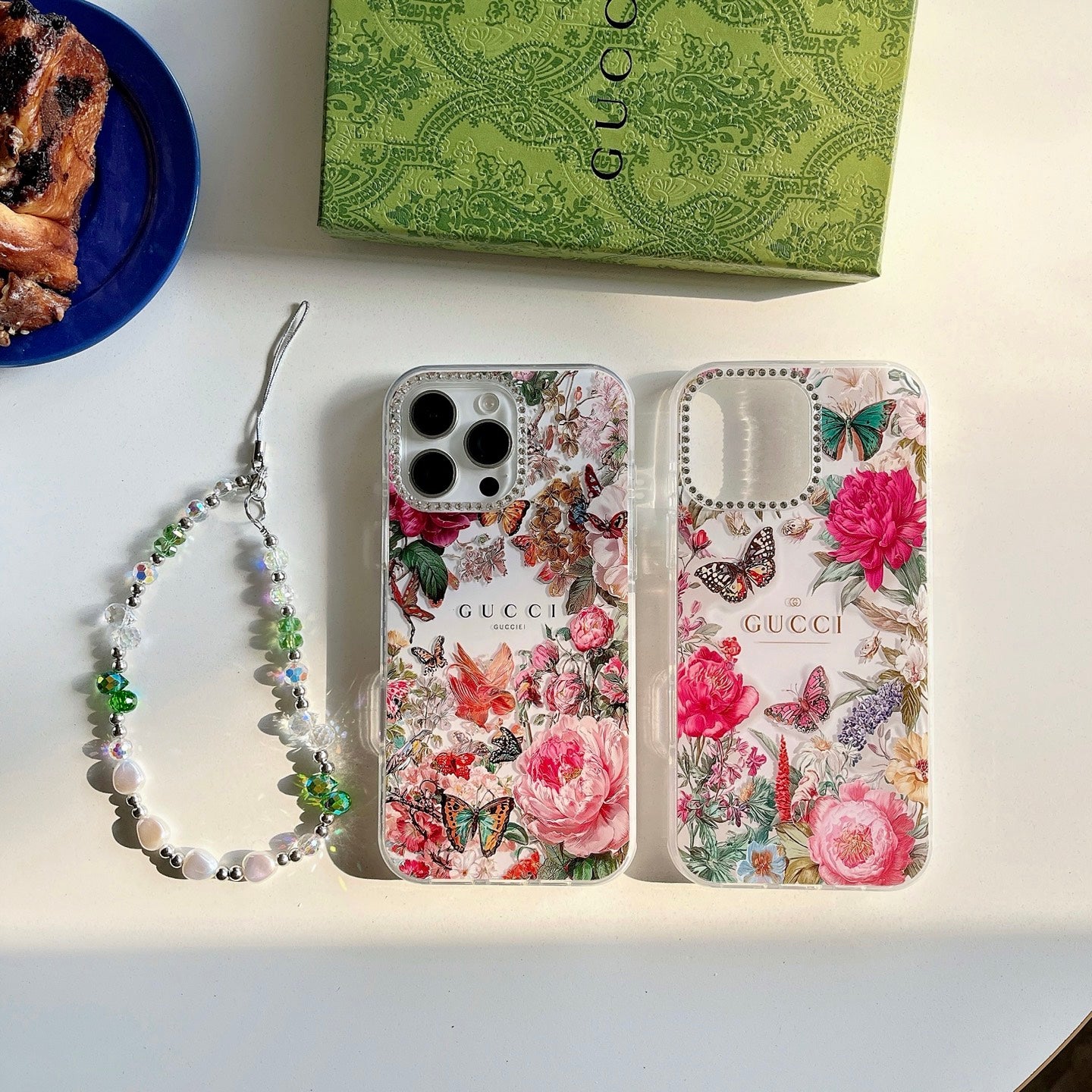 ✨✨诗家新品上架✨✨ 闪钻镜头✨Gucci花卉蝴蝶系列果冻壳🦋🌸🌷 高透加厚果冻亚克力,带防摔防震条🔥🔥