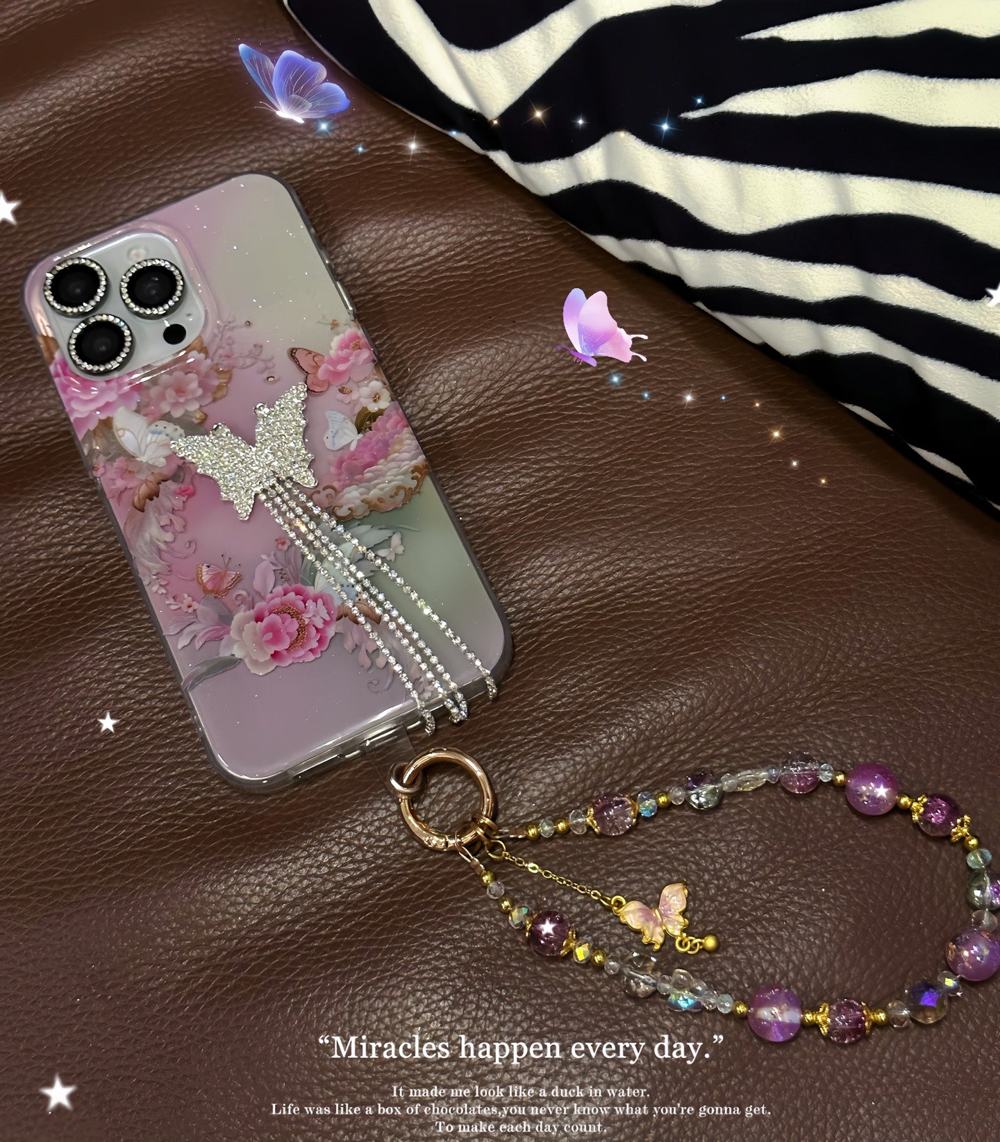 ✨✨诗家新款上架✨✨  东方美~蝴蝶闪钻流苏闪粉双面imd🌸🦋 大牌古典风~东方美😍😍 双层闪粉IMD+鎏金蝴蝶手链🩷💛💜
