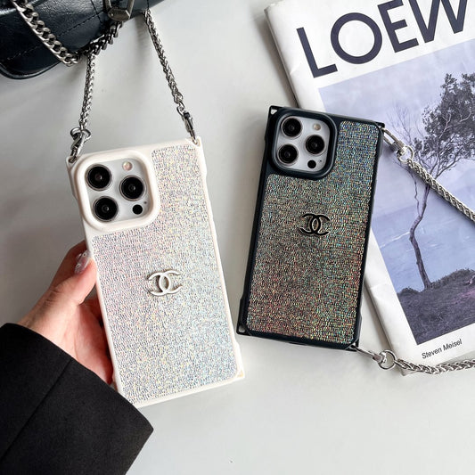Chanel四角防墜帶扣可調節長繩iPhone手機殼