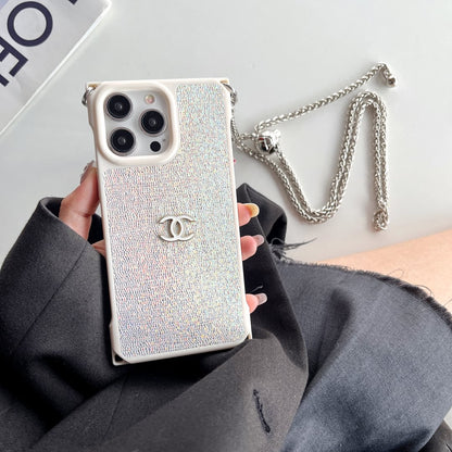 Chanel四角防墜帶扣可調節長繩iPhone手機殼