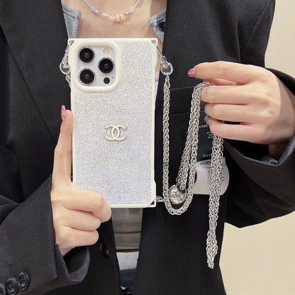 Chanel四角防墜帶扣可調節長繩iPhone手機殼