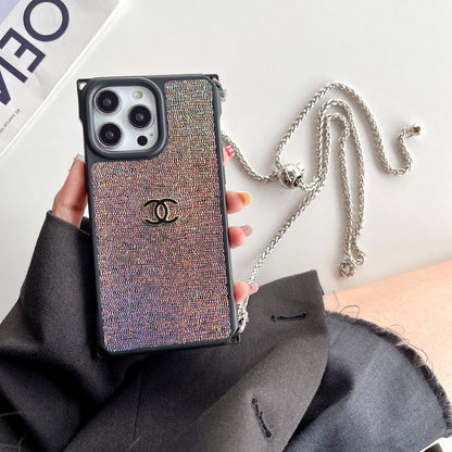 Chanel四角防墜帶扣可調節長繩iPhone手機殼