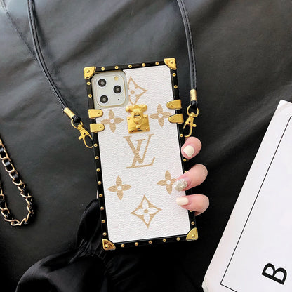 迷人的LV帆布皮革蘋果iPhone Crossbody手機殼三星Galaxy時尚封面